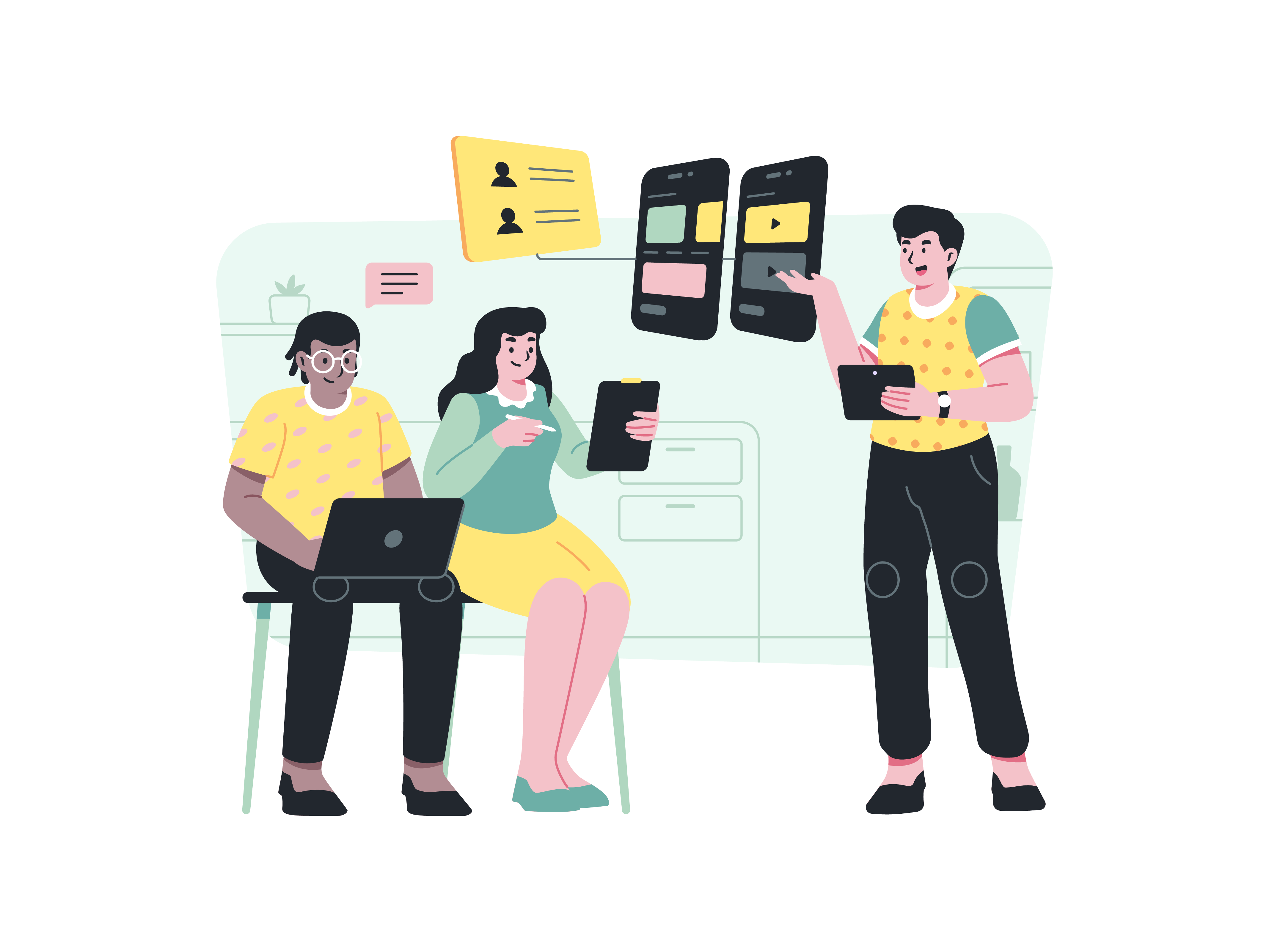 Team working on software